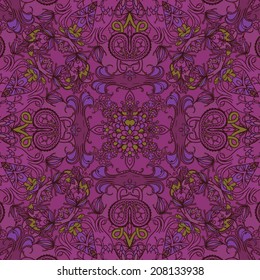 Vector decorative floral background, illustration with gorgeous ornamental frame.