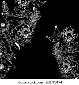 Vector decorative floral background, illustration with gorgeous ornamental frame.