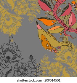 Vector decorative floral background, illustration with gorgeous ornamental frame.