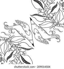 Vector decorative floral background, illustration with gorgeous ornamental frame.