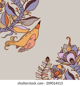 Vector decorative floral background, illustration with gorgeous ornamental frame.