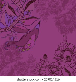 Vector decorative floral background, illustration with gorgeous ornamental frame.