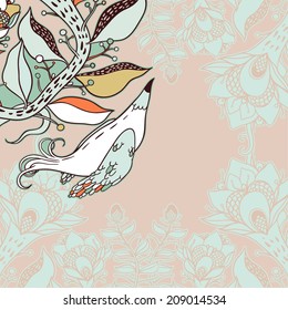 Vector decorative floral background, illustration with gorgeous ornamental frame.