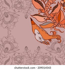 Vector decorative floral background, illustration with gorgeous ornamental frame.
