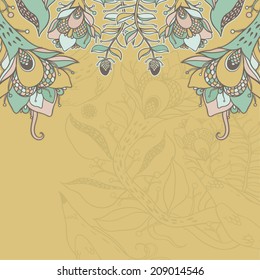 Vector decorative floral background, illustration with gorgeous ornamental frame.
