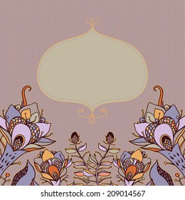 Vector decorative floral background, illustration with gorgeous ornamental frame.