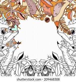 Vector decorative floral background, illustration with gorgeous ornamental frame.