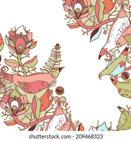 Vector decorative floral background, illustration with gorgeous ornamental frame.