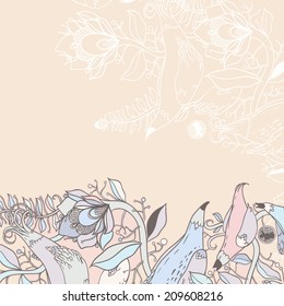 Vector decorative floral background, illustration with gorgeous ornamental frame. 