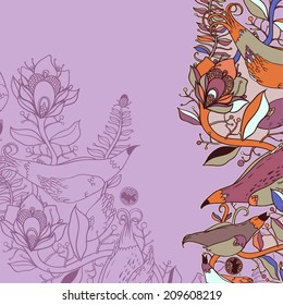 Vector decorative floral background, illustration with gorgeous ornamental frame. 