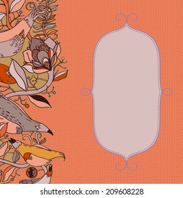 Vector decorative floral background, illustration with gorgeous ornamental frame. 