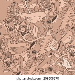 Vector decorative floral background, illustration with gorgeous ornamental frame. 