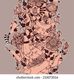 Vector decorative floral background, illustration with gorgeous ornamental frame.
