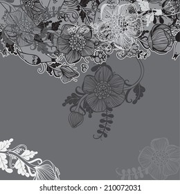 Vector decorative floral background, illustration with gorgeous ornamental frame.