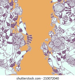Vector decorative floral background, illustration with gorgeous ornamental frame.