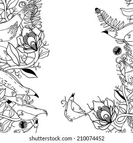 Vector decorative floral background, illustration with gorgeous ornamental frame.