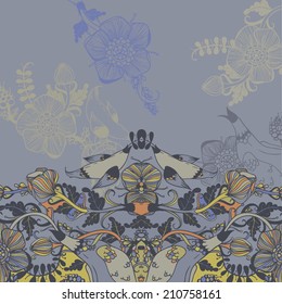 Vector decorative floral background, illustration with gorgeous ornamental frame.