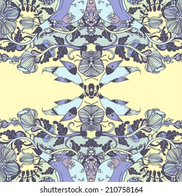 Vector decorative floral background, illustration with gorgeous ornamental frame.