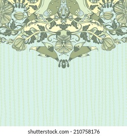Vector decorative floral background, illustration with gorgeous ornamental frame.