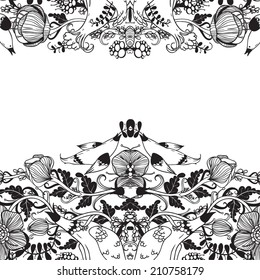 Vector decorative floral background, illustration with gorgeous ornamental frame.