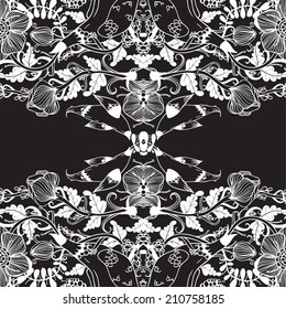 Vector decorative floral background, illustration with gorgeous ornamental frame.