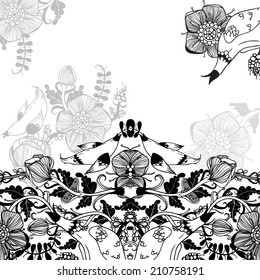 Vector decorative floral background, illustration with gorgeous ornamental frame.