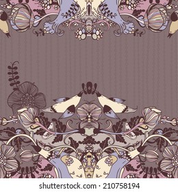 Vector decorative floral background, illustration with gorgeous ornamental frame.