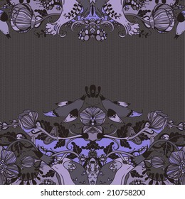 Vector decorative floral background, illustration with gorgeous ornamental frame.