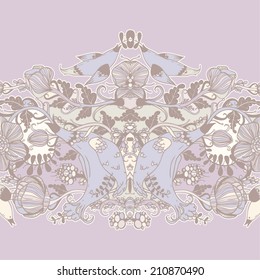 Vector decorative floral background, illustration with gorgeous ornamental frame.
