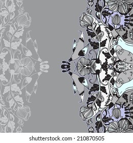 Vector decorative floral background, illustration with gorgeous ornamental frame.