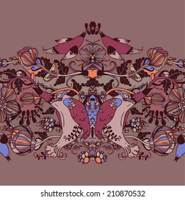 Vector decorative floral background, illustration with gorgeous ornamental frame.