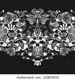Vector decorative floral background, illustration with gorgeous ornamental frame.