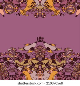 Vector decorative floral background, illustration with gorgeous ornamental frame.