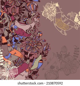 Vector decorative floral background, illustration with gorgeous ornamental frame.
