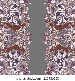 Vector decorative floral background, illustration with gorgeous ornamental frame.