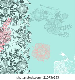 Vector decorative floral background, illustration with gorgeous ornamental frame.