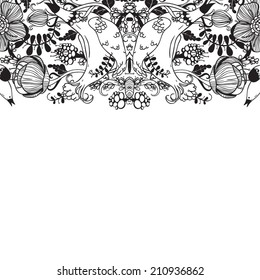 Vector decorative floral background, illustration with gorgeous ornamental frame.