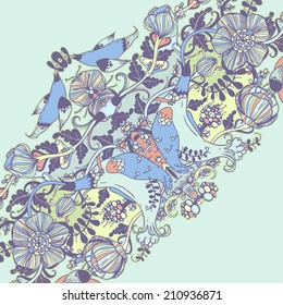 Vector decorative floral background, illustration with gorgeous ornamental frame.