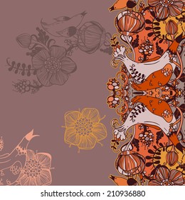 Vector decorative floral background, illustration with gorgeous ornamental frame.