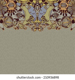 Vector decorative floral background, illustration with gorgeous ornamental frame.