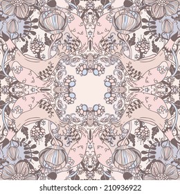 Vector decorative floral background, illustration with gorgeous ornamental frame.