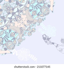 Vector decorative floral background, illustration with gorgeous ornamental frame.
