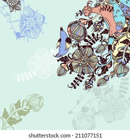 Vector decorative floral background, illustration with gorgeous ornamental frame.