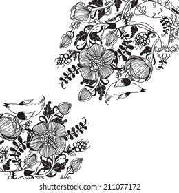 Vector decorative floral background, illustration with gorgeous ornamental frame.