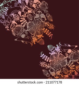 Vector decorative floral background, illustration with gorgeous ornamental frame.