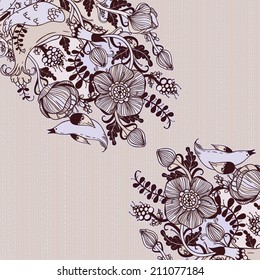 Vector decorative floral background, illustration with gorgeous ornamental frame.