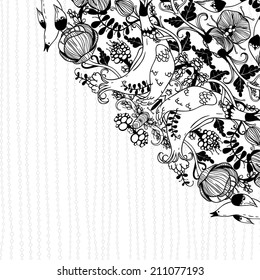 Vector decorative floral background, illustration with gorgeous ornamental frame.