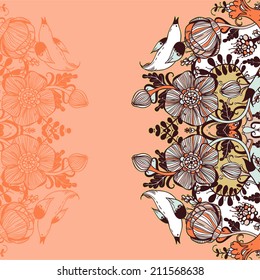 Vector decorative floral background, illustration with gorgeous ornamental frame.
