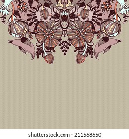 Vector decorative floral background, illustration with gorgeous ornamental frame.
