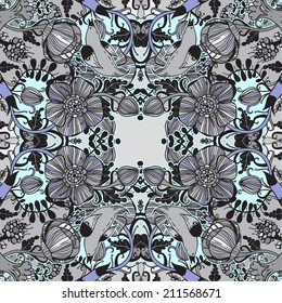 Vector decorative floral background, illustration with gorgeous ornamental frame.